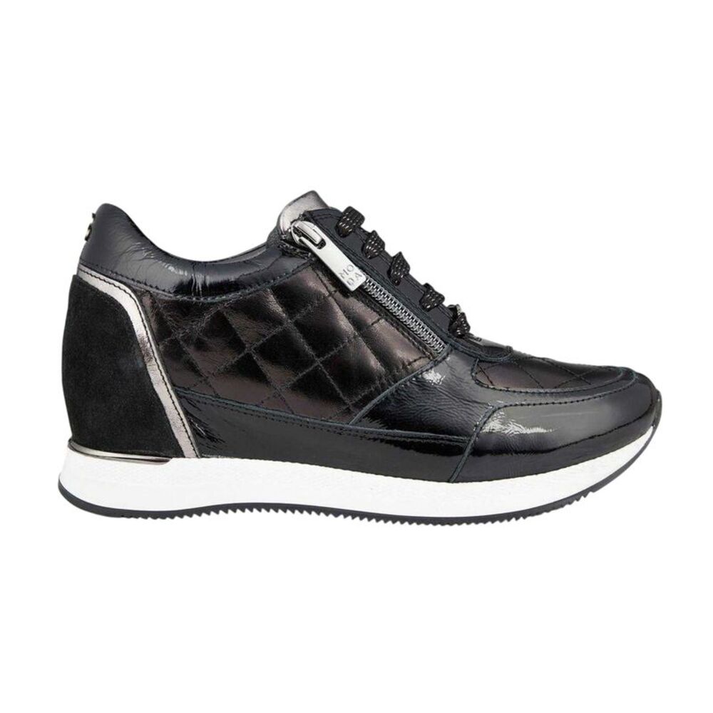 Mod Womens/Ladies Quilted Leather Hidden Wedge Sneakers / Black